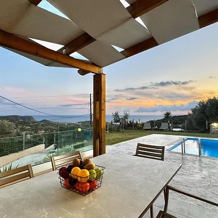 Michael Private Villa, Private Swimming Pool, Garden, Panoramic Sunset Triopetra